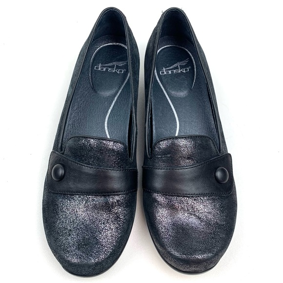 Dansko Loafers Olena Metallic Leather Comfort Slip on Flats Button Sz 40 9.5-10 - Picture 3 of 9